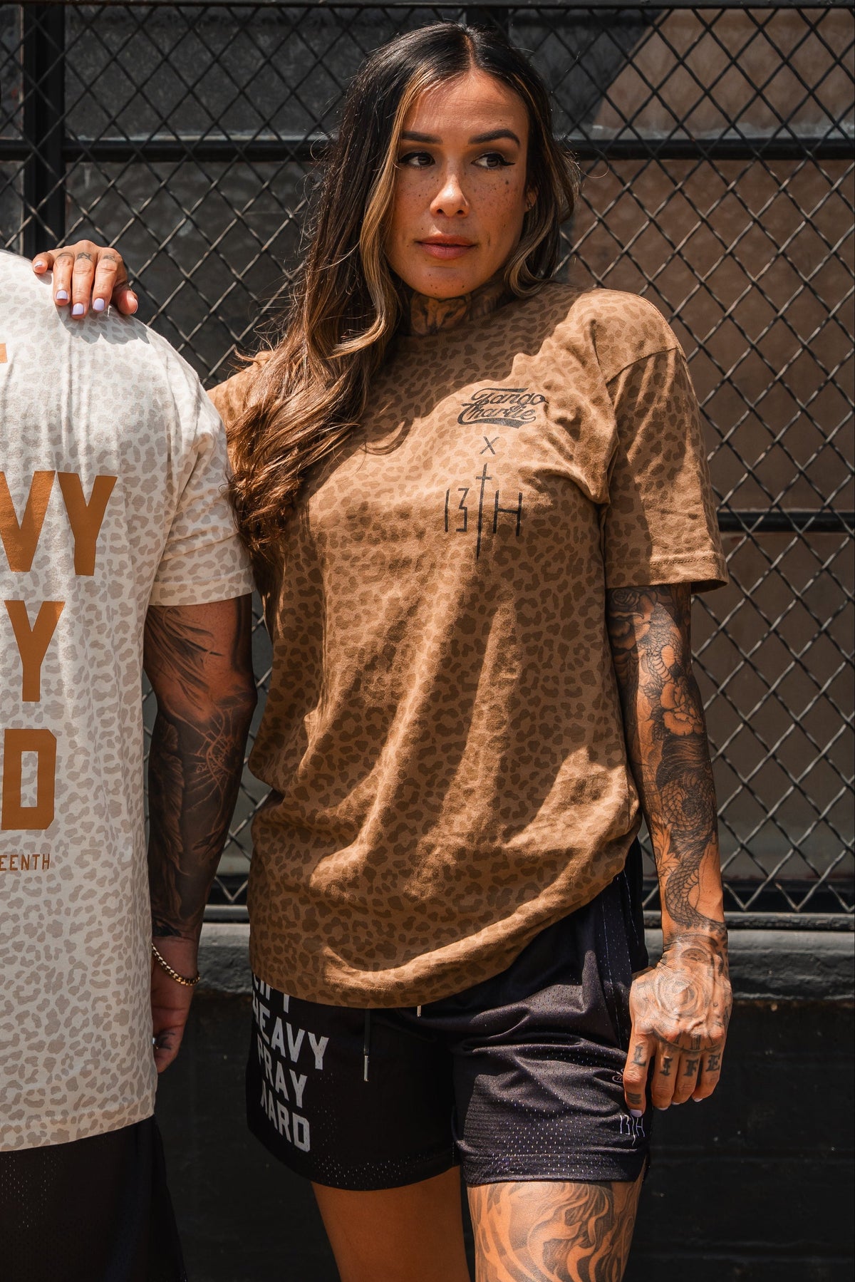 Lift Heavy. Pray Hard. Chestnut Leopard - Tee