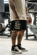 Men's Mesh Lifestyle Shorts | 5.5"- Lift Heavy Pray Hard Black