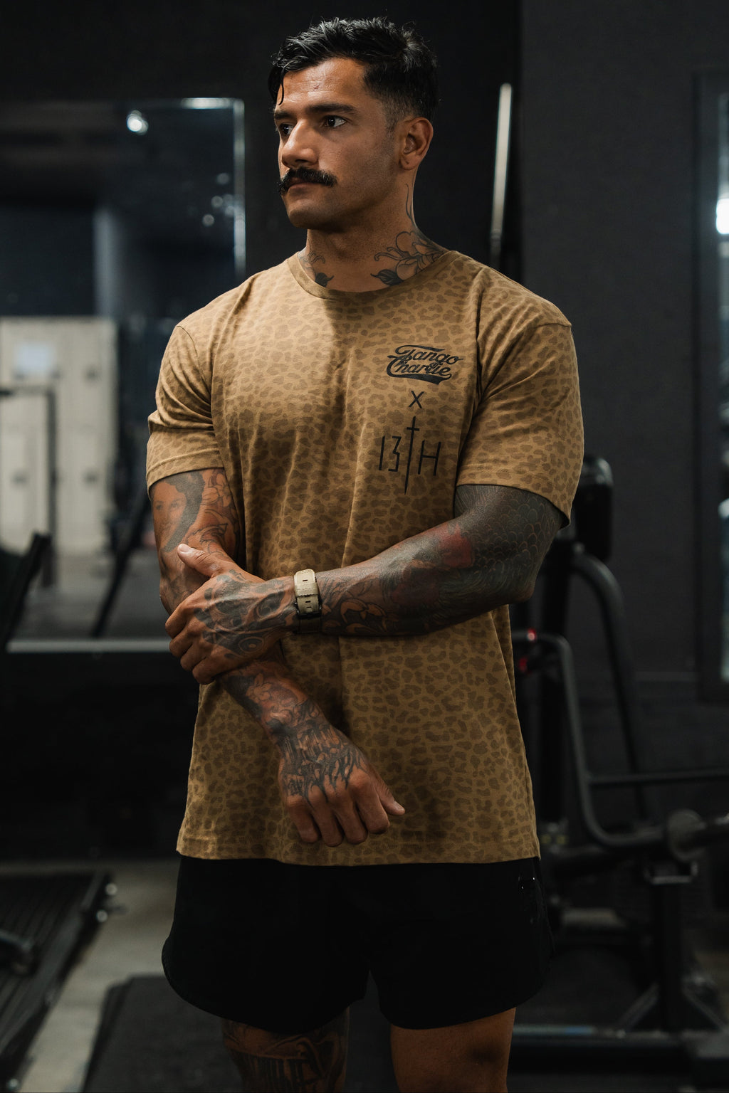 Lift Heavy. Pray Hard. Chestnut Leopard - Tee