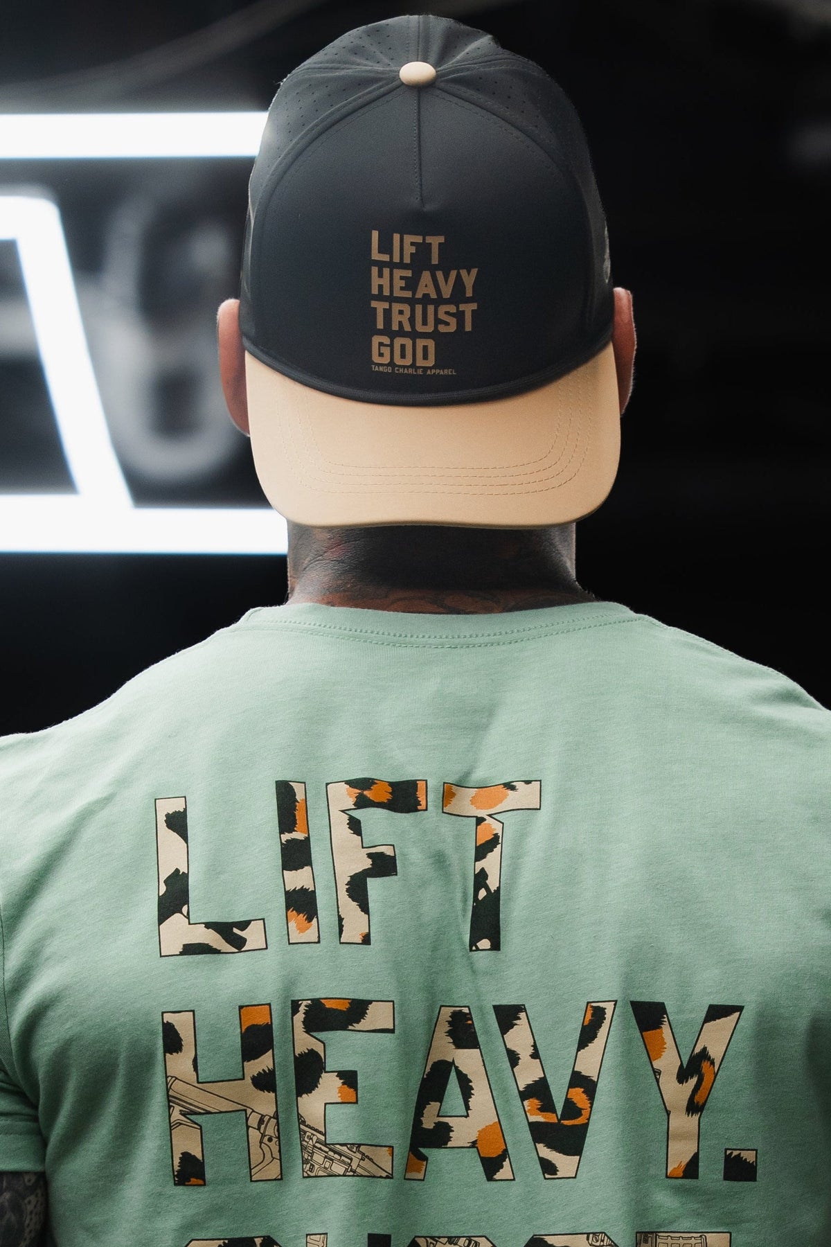 Lift Heavy. Trust God. Hydro - Black Snapback Hat