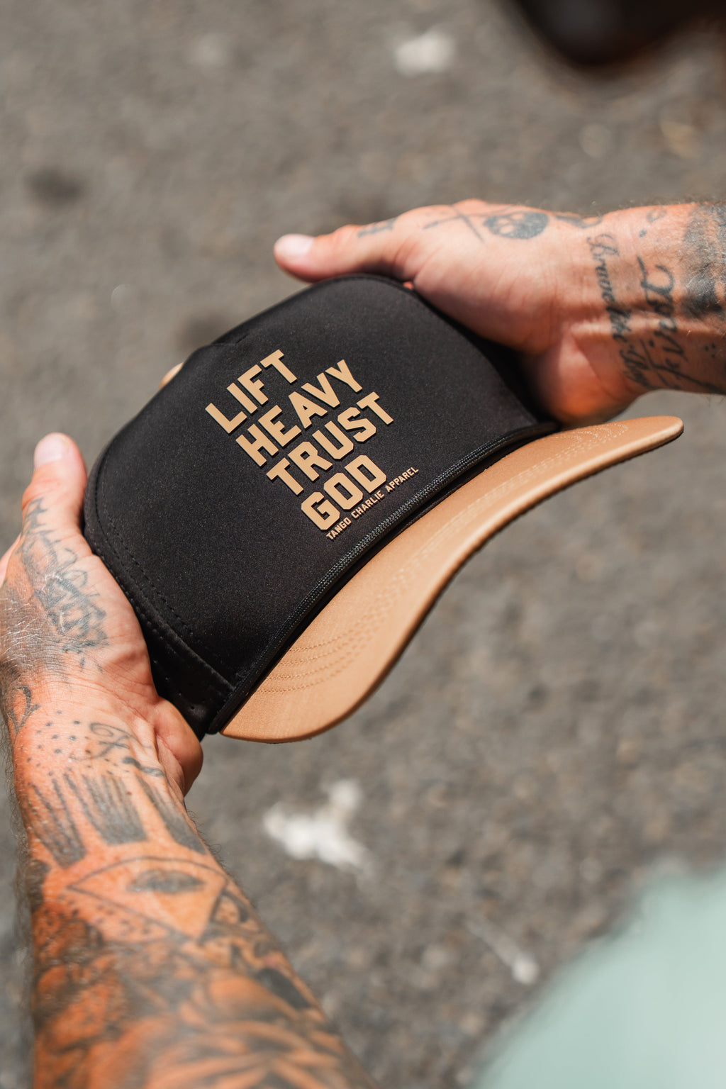 Lift Heavy. Trust God. Hydro - Black Snapback Hat