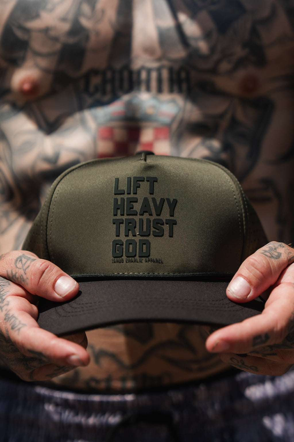 Lift Heavy. Trust God. Hydro - OD Green Snapback Hat