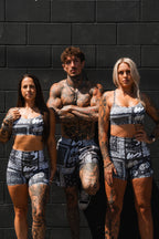 Women's High-Waisted Seamless Front Compression Training Shorts | Pew Pew Paisley