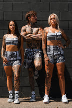 Women's High-Waisted Seamless Front Compression Training Shorts | Pew Pew Paisley
