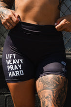 Women's High-Waisted Seamless Front Compression Training Shorts | Lift Heavy. Pray Hard.