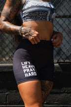 Women's High-Waisted Seamless Front Compression Training Shorts | Lift Heavy. Pray Hard.
