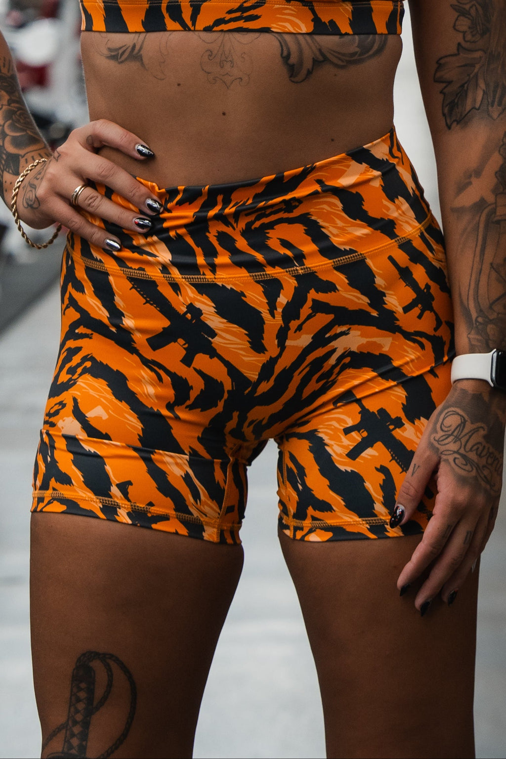 Women's High-Waisted Seamless Front Compression Training Shorts | Tiger Snipe