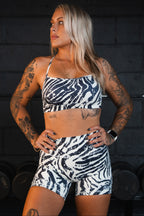 Women's High-Waisted Seamless Front Compression Training Shorts | Zebra Ops