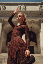 Alison Lace Tee- Chocolate