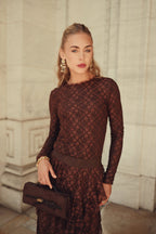 Alison Lace Tee- Chocolate