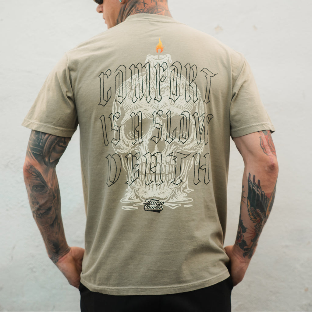 Comfort is a Slow Death - Tan Premium Tee