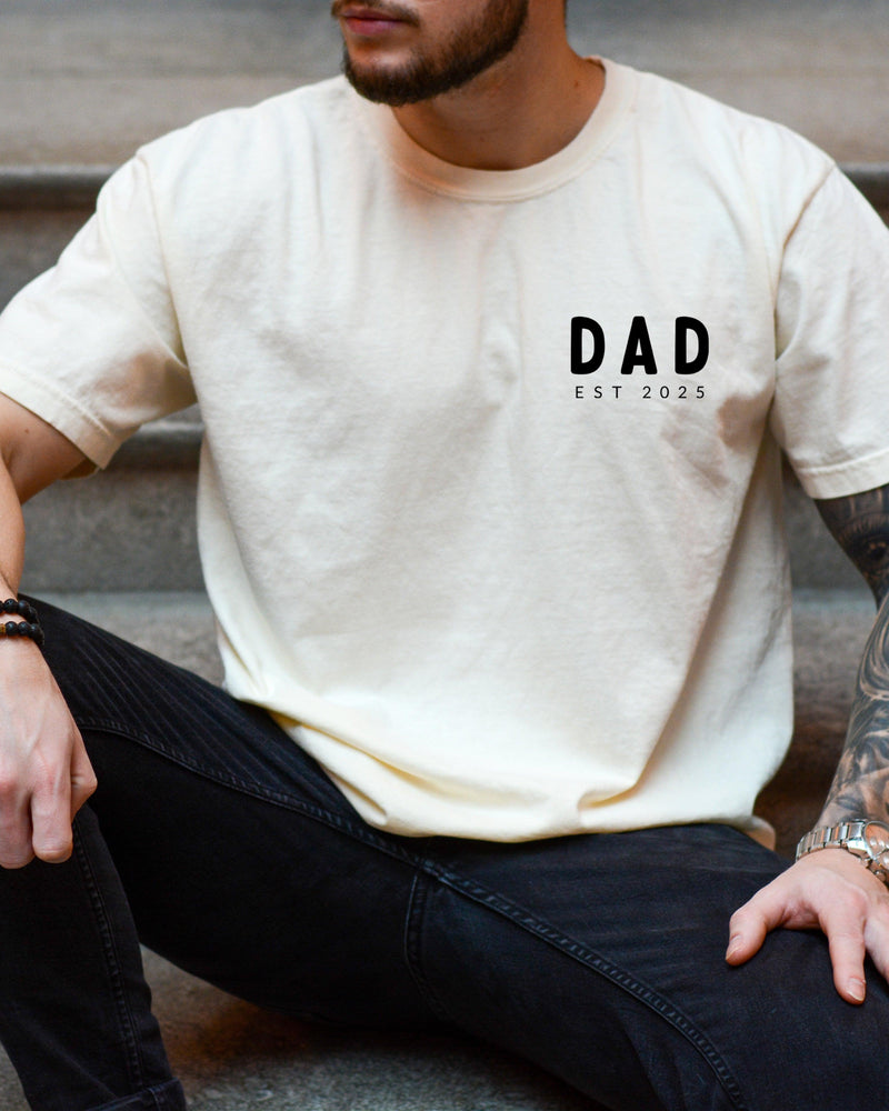 Dad Personalized est year Comfort Colors T Shirt (cali left chest)