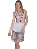 V-NECK DRESS W/EMB BODICE/HEMLINE