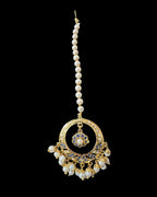 DNS202 sapphire pearl jadau necklace set with tika ( SHIPS IN 3 WEEKS )