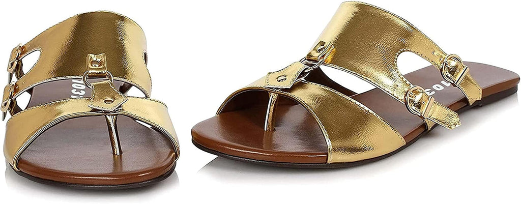 Gold Flat Gladiator Male Costume Sandal  | Large 12-13