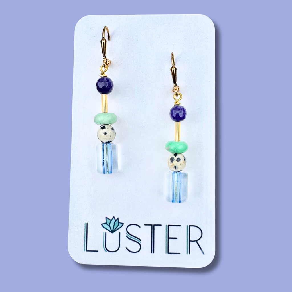 Glass +Stone Lightweight Dangle Earrings