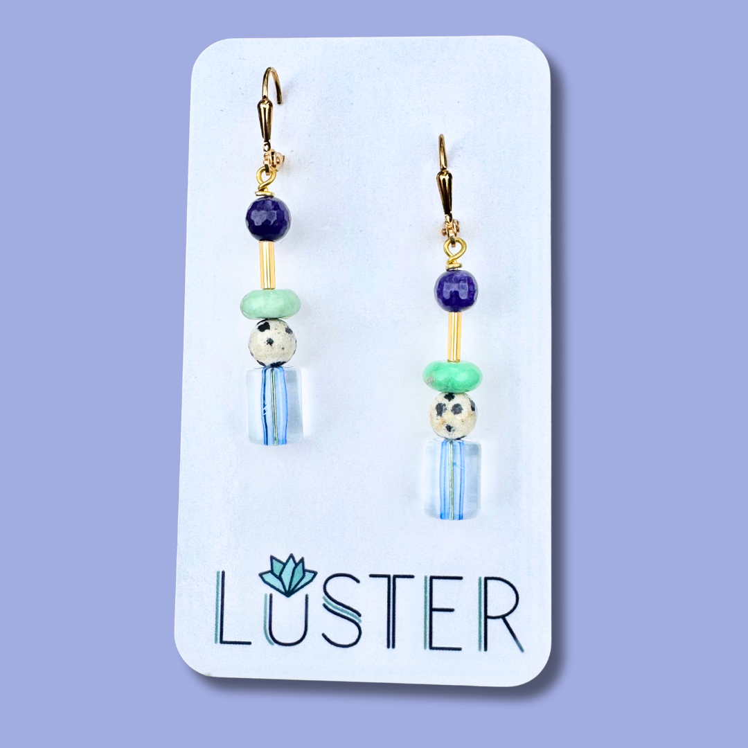Glass +Stone Lightweight Dangle Earrings