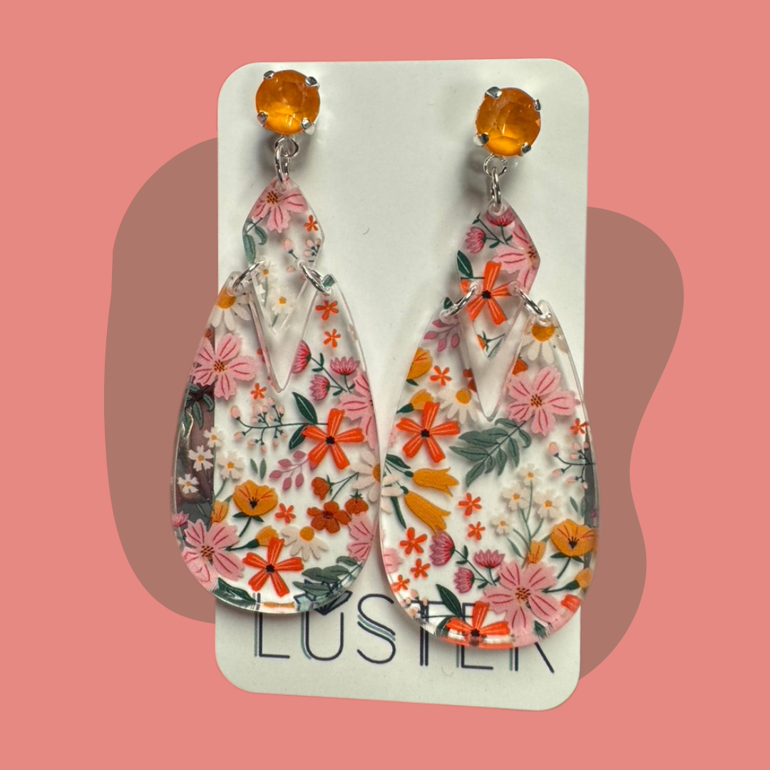 Boho Floral Teardrop Earrings