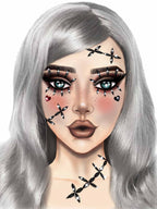 Stitches adhesive face jewels sticker.