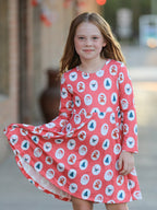 Christmas Girls' Santa and Tree Striped Dress