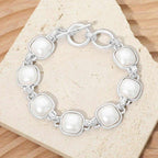 Bold Square Pearl Link Toggle Bracelet