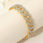 Bold 15mm Rhinestone Pave Miami Cuban Link Chain Bracelet