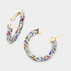 Bling Studded Hoop Earrings
