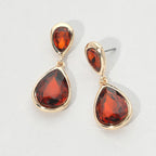 Teardrop Faceted Stone Drop Dangle Earrings