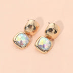 Geometric Square Stone Drop Earrings