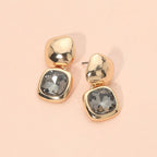 Geometric Square Stone Drop Earrings