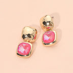 Geometric Square Stone Drop Earrings