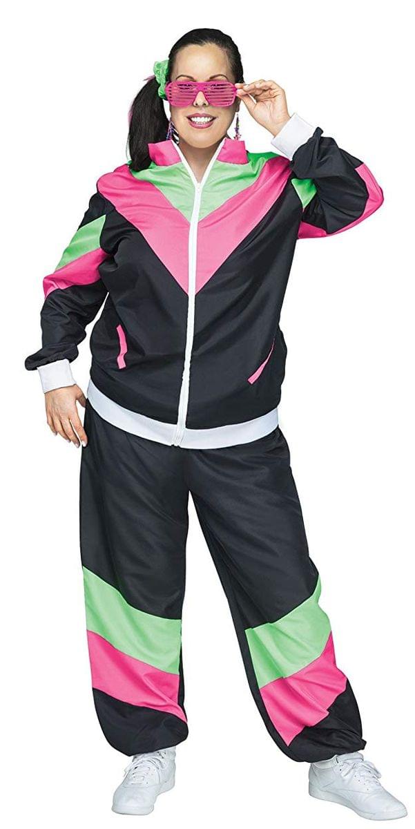 80's Track Suit Women's Costume, Plus Size 1X (16W/20W)