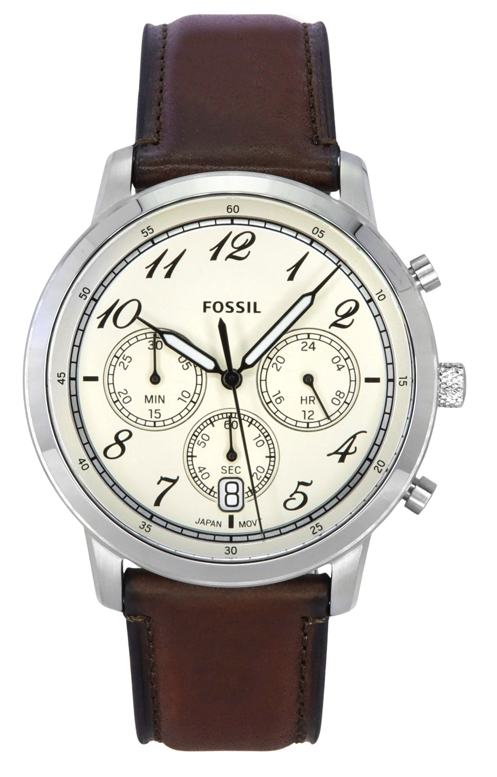 Fossil Neutra Chronograph Leather Strap Cream Dial Quartz FS6022 Mens Watch