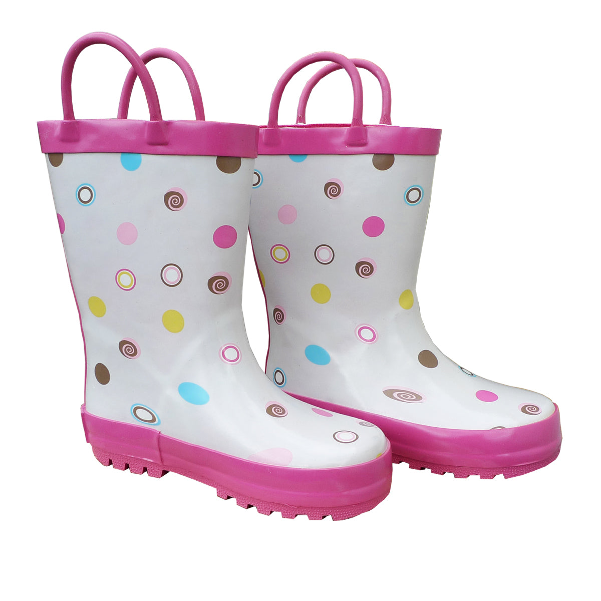 Foxfire FOX-600-80-1 Childrens White Polka Dots Deluxe Rain Boot - Size 1