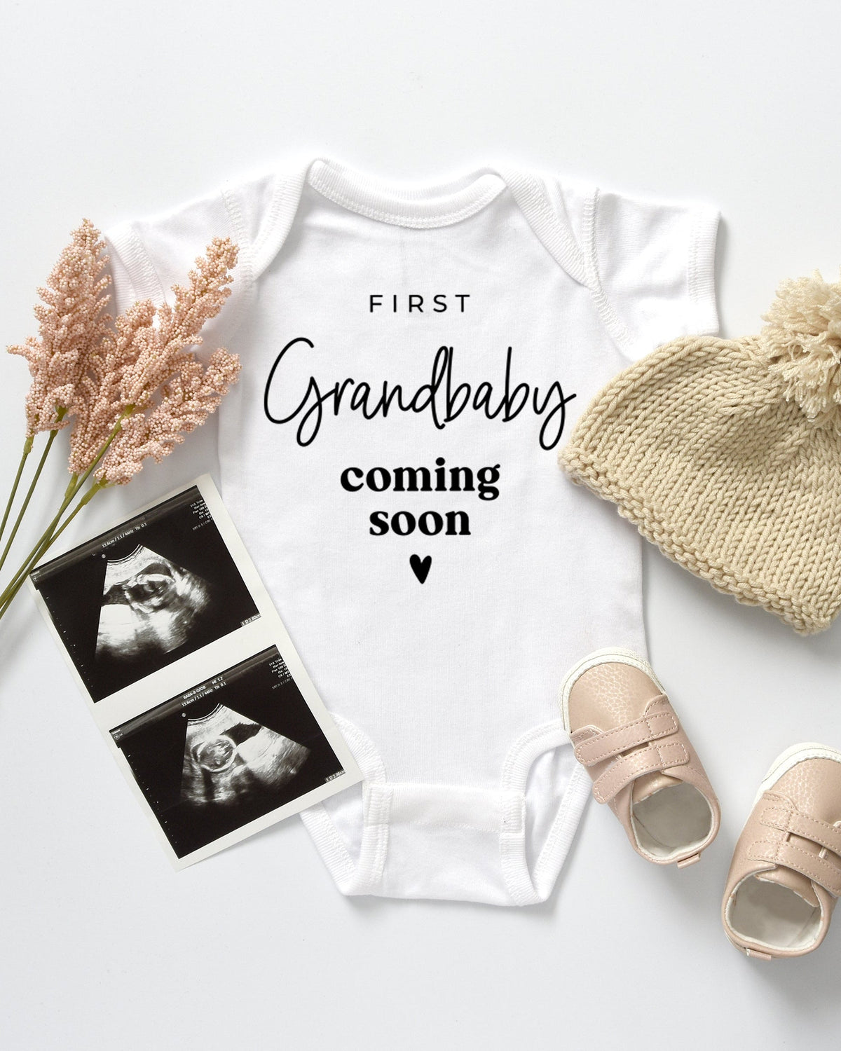First Grandbaby Coming Soon Bodysuit Onesie - Pregnancy Announcement