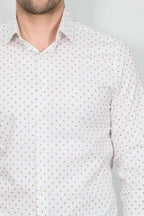 Minimal Golden Print White Men's Shirt - Wessi