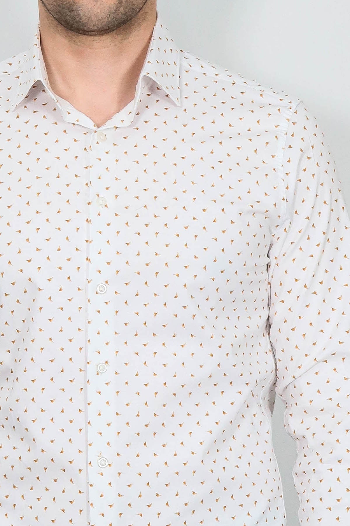 Minimal Golden Print White Men's Shirt - Wessi