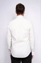 Minimal Golden Print White Men's Shirt - Wessi