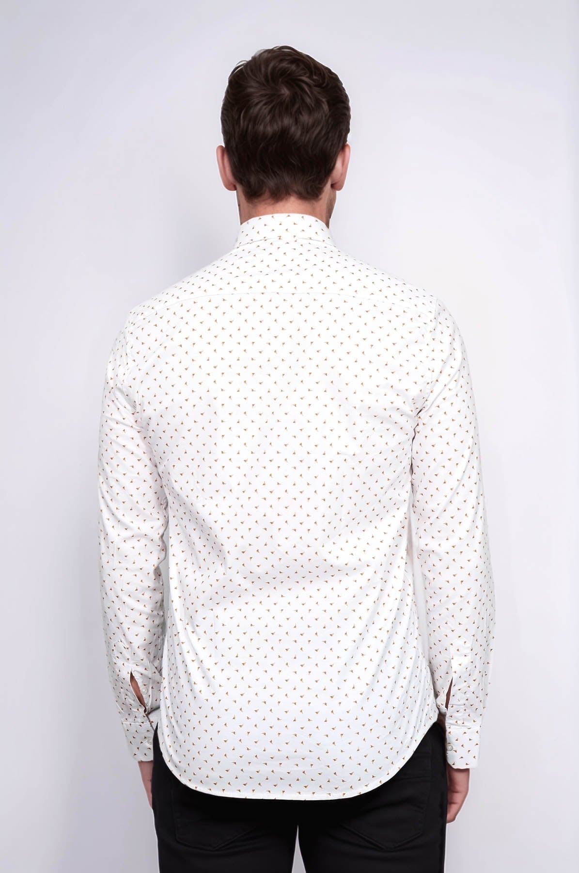 Minimal Golden Print White Men's Shirt - Wessi