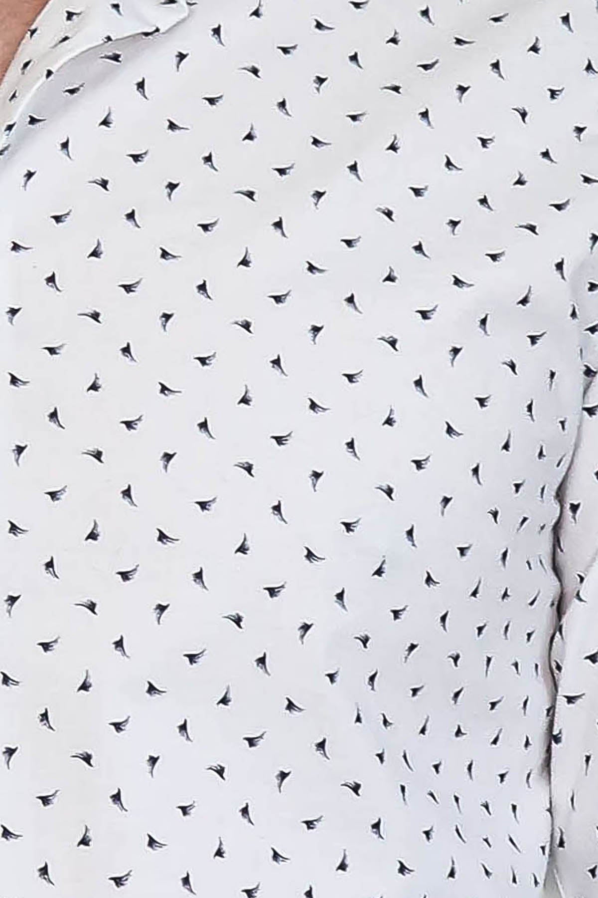 Men’s White Shirt with Minimal Black Pattern – Wessi