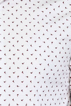 Men’s White Shirt with Minimal Burgundy Pattern – Wessi