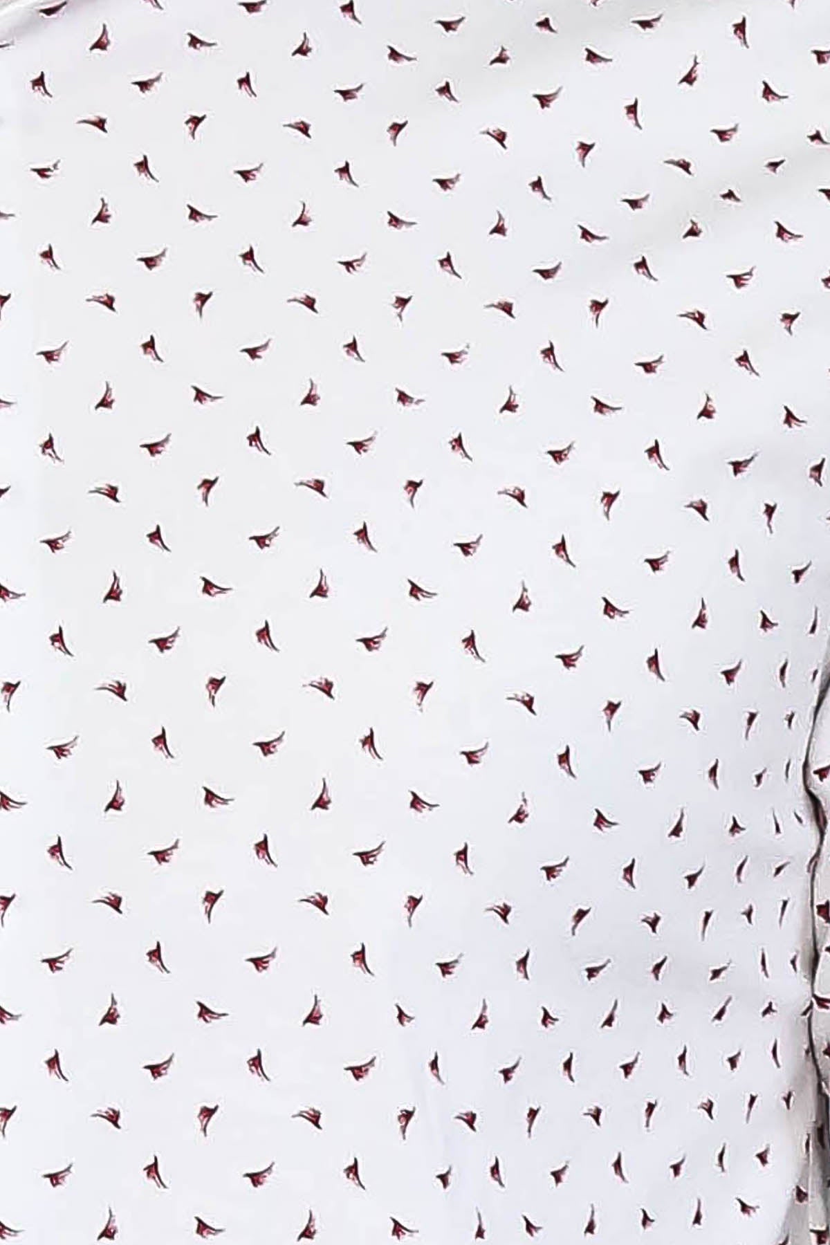 Men’s White Shirt with Minimal Burgundy Pattern – Wessi