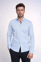 Men’s Light Blue Shirt with Minimal Black Pattern – Wessi