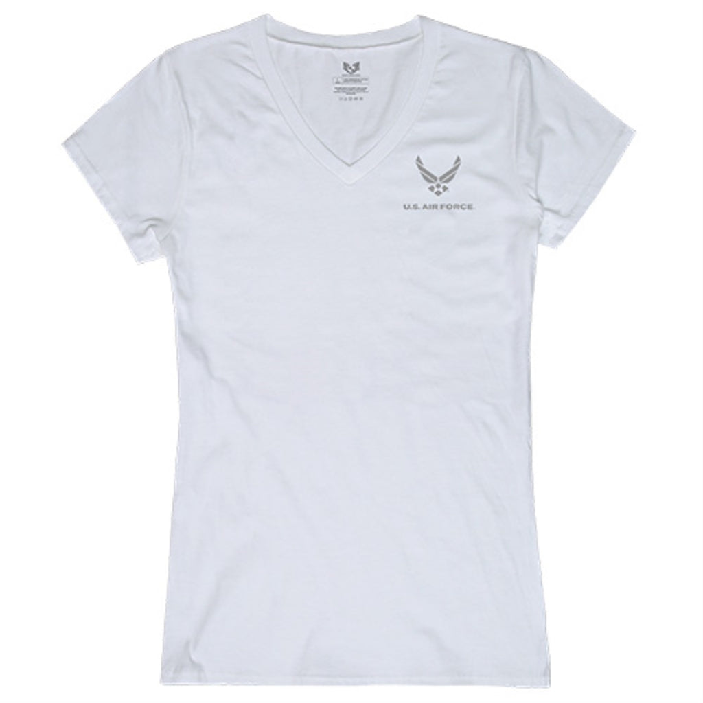 Women's V-Neck Tees, AirForce, White, XL