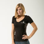 Women's V-Neck Tees, Marines, Black, XL