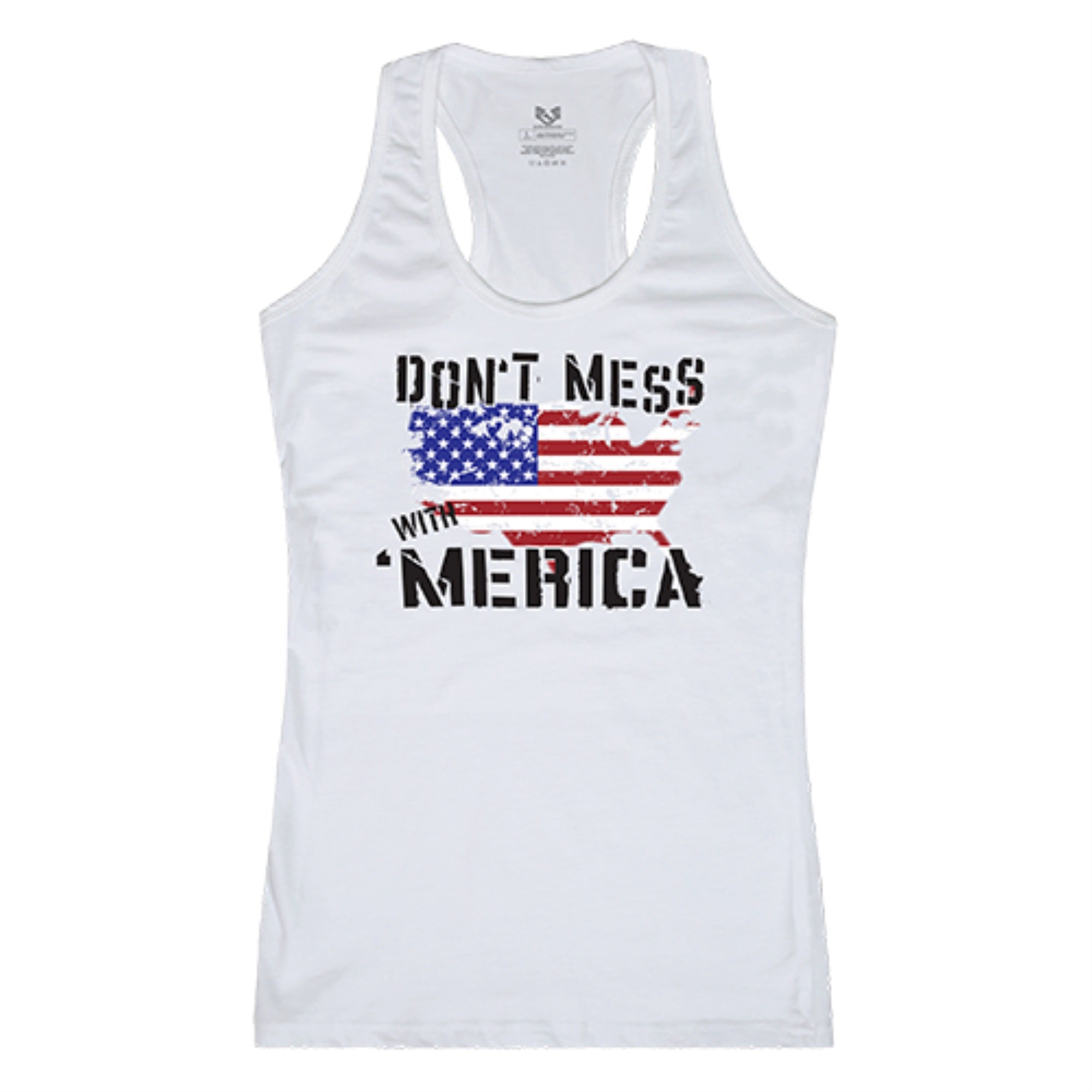 Graphic Tank, Dt Mess with Am, White, 2X
