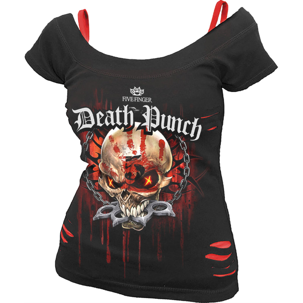 Spiral - 5Fdp - Assassin - 2in1 Red Ripped Top Black - S