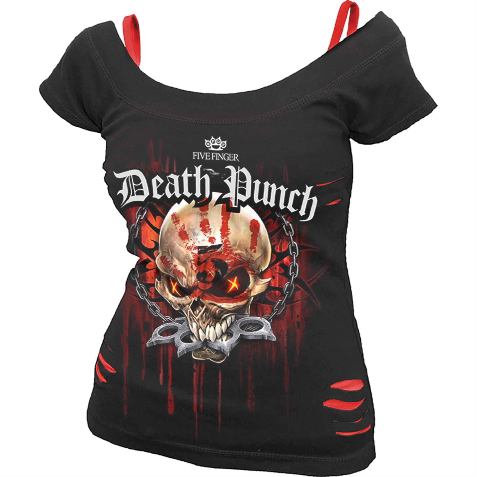 Spiral - 5Fdp - Assassin - 2in1 Red Ripped Top Black - S