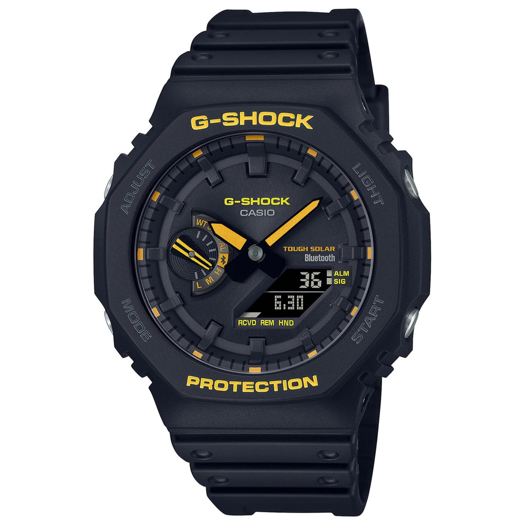 G-Shock  Caution Yellow Series Analog-Digital Connected Solar Black Resin Strap Watch | GAB2100CY-1A