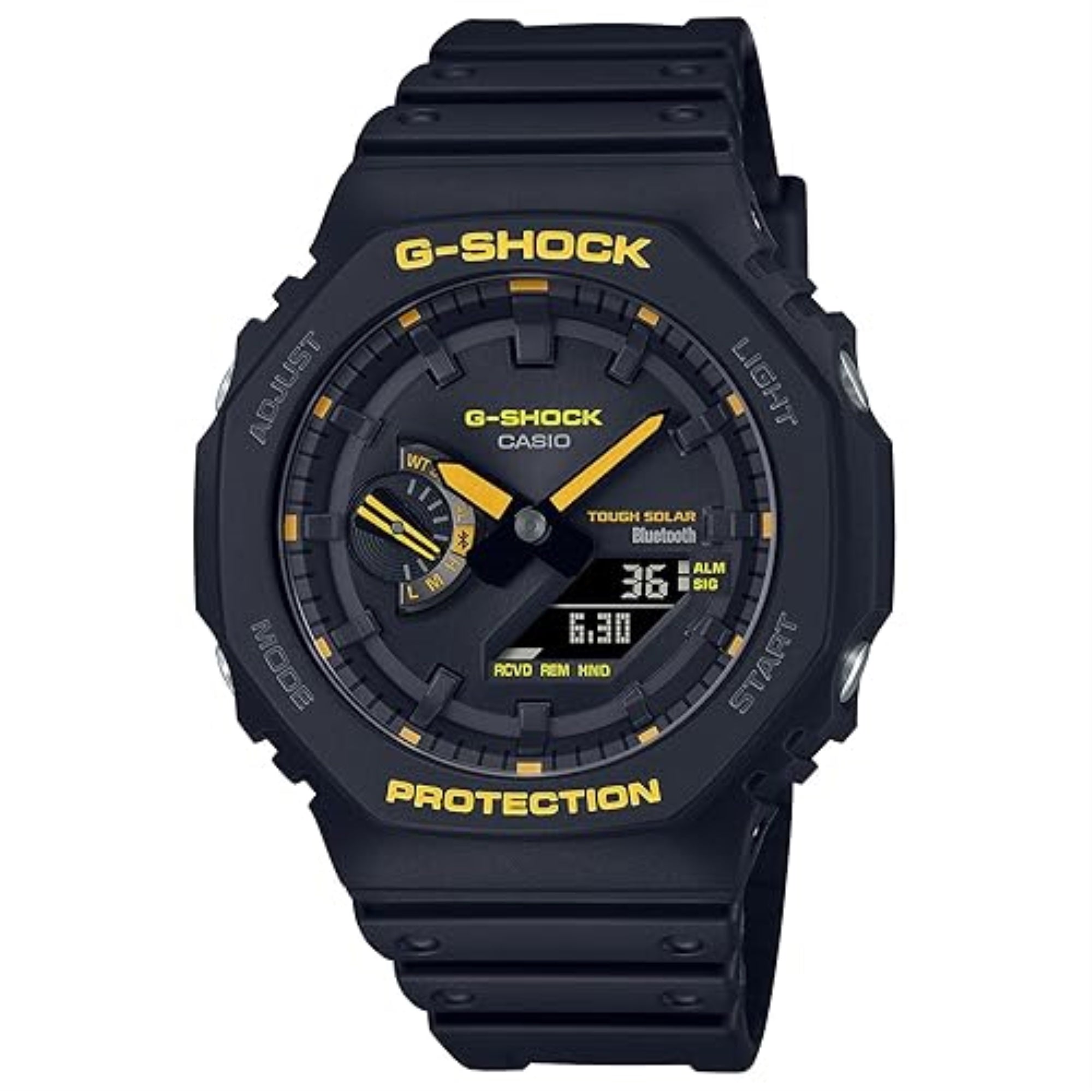 G-Shock  Caution Yellow Series Analog-Digital Connected Solar Black Resin Strap Watch | GAB2100CY-1A